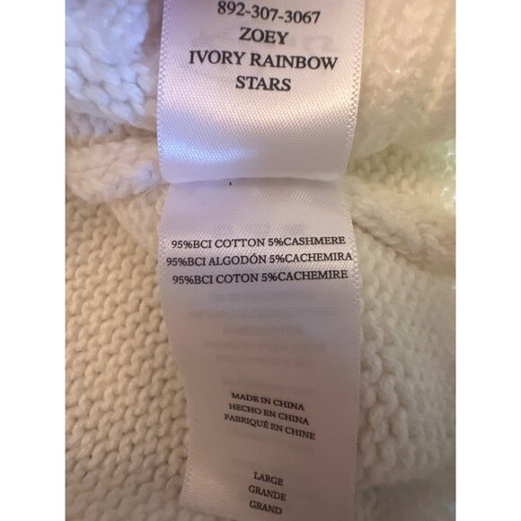 Rails Zoey Ivory Rainbow Stars Sweater L - BCI Cotton Cashmere Blend Modern - Picture 5 of 6